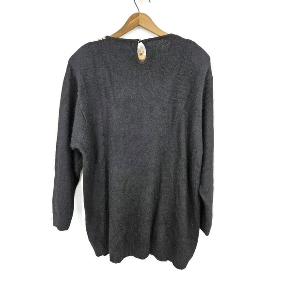 VTG New Work in Progress Black Sweater Womens 22/24 Silk Angora Lambswool Bow - Picture 6 of 6